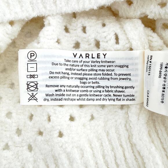 VARLEY Grady Bouclé Knit Sweater in Coconut Milk S - Picture 9 of 12